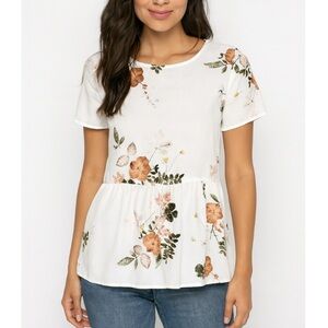 Emberley brand floral print peplum SZ S oversized blouse